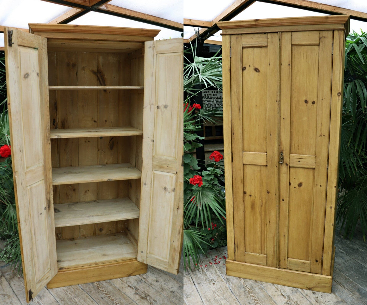 💖 Stunning! Old Victorian Pine 2 Door Cupboard - Larder/ Linen/ Wardrobe 🤩 - oldpineshop.co.uk