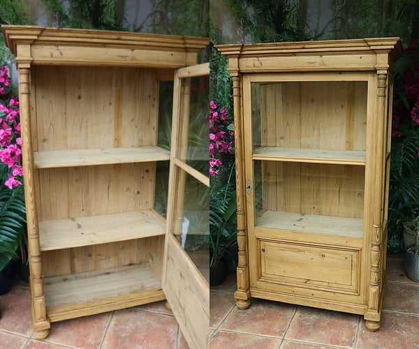 💕 Stunning! Old Antique Victorian Glazed Pine Display Cupboard/ Cabinet 💕