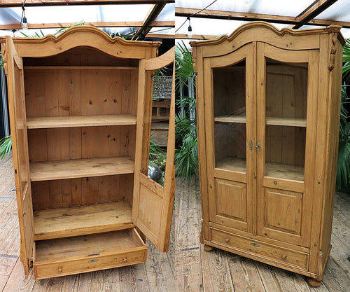 💖 WOW! Old Antique Victorian Pine Glazed Display Cupboard/ Cabinet 💖 - oldpineshop.co.uk