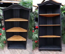 🥰 Lovely & Large Old Style Pine/ Black Painted Corner Shelves/ Cupboard 🥰 - oldpineshop.co.uk