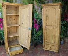 😍 Very Old! Pine Tall Slim Cupboard-Linen/ Larder/ Housekeeping/ Wardrobe 😍