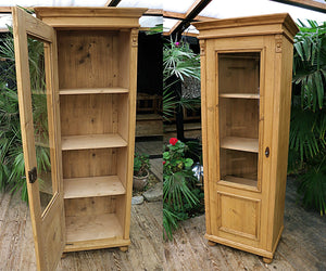 🤩 Old Glazed Pine Tall Display Cupboard - Linen/ Larder/ Kitchen 🤩 - oldpineshop.co.uk