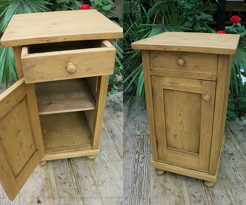 ❤️ Gorgeous & Genuine Single Old Pine Bedside Cabinet/Cupboard/Table ❤️ - oldpineshop.co.uk