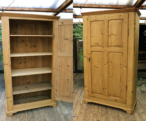 💕 Big!!! Old Antique 19th C Shelved Pine Cupboard-Linen/ Larder/ Food/ Wardrobe 💕
