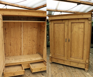 💕 Big!! Quality! Old Mid Victorian Pine Double Knock Down Wardrobe 💕
