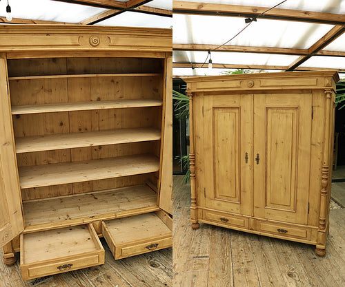 💖 Wide! Cottage Height! Removable Shelves! Old Victorian Pine Knock Down Wardrobe 💖