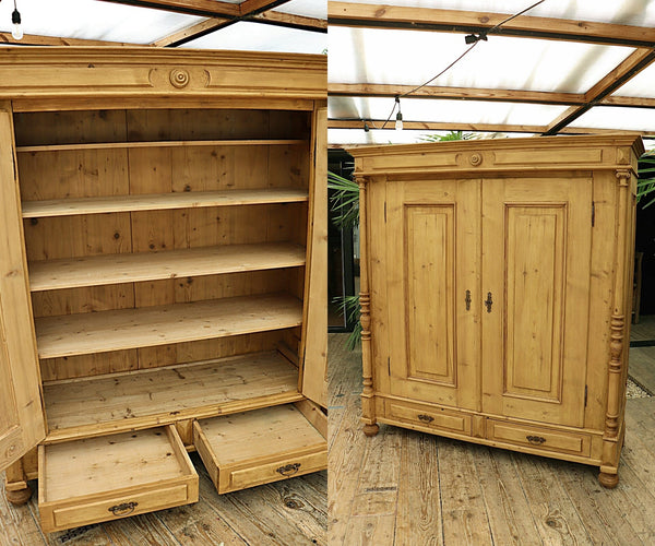 💖 Wide! Cottage Height! Removable Shelves! Old Victorian Pine Knock Down Wardrobe 💖