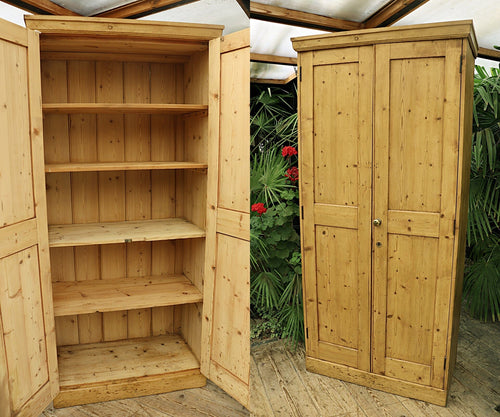 💖 Stunning! Old Antique Victorian Pine 2 Door Cupboard-Larder/Linen/Wardrobe 🤩 - oldpineshop.co.uk