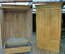 😍 WOW! Big/Tall Old Victorian Pine Double Wardrobe - Comes apart! 😍 - oldpineshop.co.uk