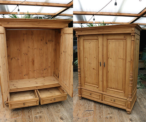 💖 WOW! Old Victorian Pine Double Knock Down Wardrobe - Cottage Height! 💖 - oldpineshop.co.uk