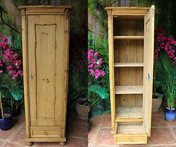 💖 Very Old! Pine Tall Slim Cupboard-Linen/ Larder/ Housekeeping/ Wardrobe 💖