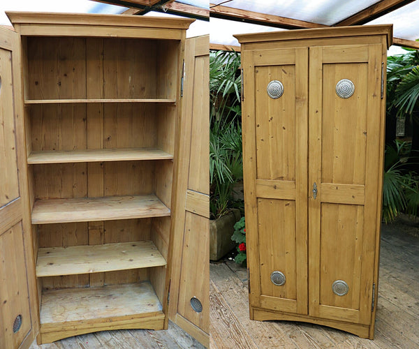 😍 Extra Tall! Shallow! Old Pine Cupboard-Linen/ Food/ Larder/ Housekeepers 😍