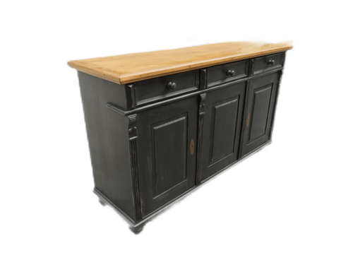 Black Painted 3 Door Antique/ Old Style Pine Sideboard/ Dresser Base 😍 - oldpineshop.co.uk