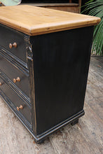 💕 Quality Old Style Pine/ Black Painted Chest Of 3 Drawers/ Bedside/ Sideboard 😀 - oldpineshop.co.uk