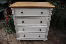 💕 Quality Old Style Pine/ White Painted Chest Of 4 Drawers/ Bedside/ Sideboard 😀 - oldpineshop.co.uk