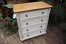 💕 Quality Old Style Pine/ White Painted Chest Of 4 Drawers/ Bedside/ Sideboard 😀 - oldpineshop.co.uk
