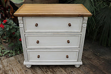 💕 Quality Old Style Pine/ White Painted Chest Of 3 Drawers/ Bedside/ Sideboard 😀 - oldpineshop.co.uk