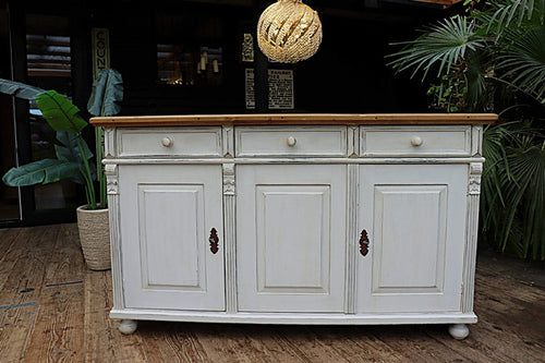 😍 FAB 1.53m OLD ANTIQUE STYLE PINE/ WHITE PAINTED SIDEBOARD/ CUPBOARD/ TV STAND 😍 - oldpineshop.co.uk