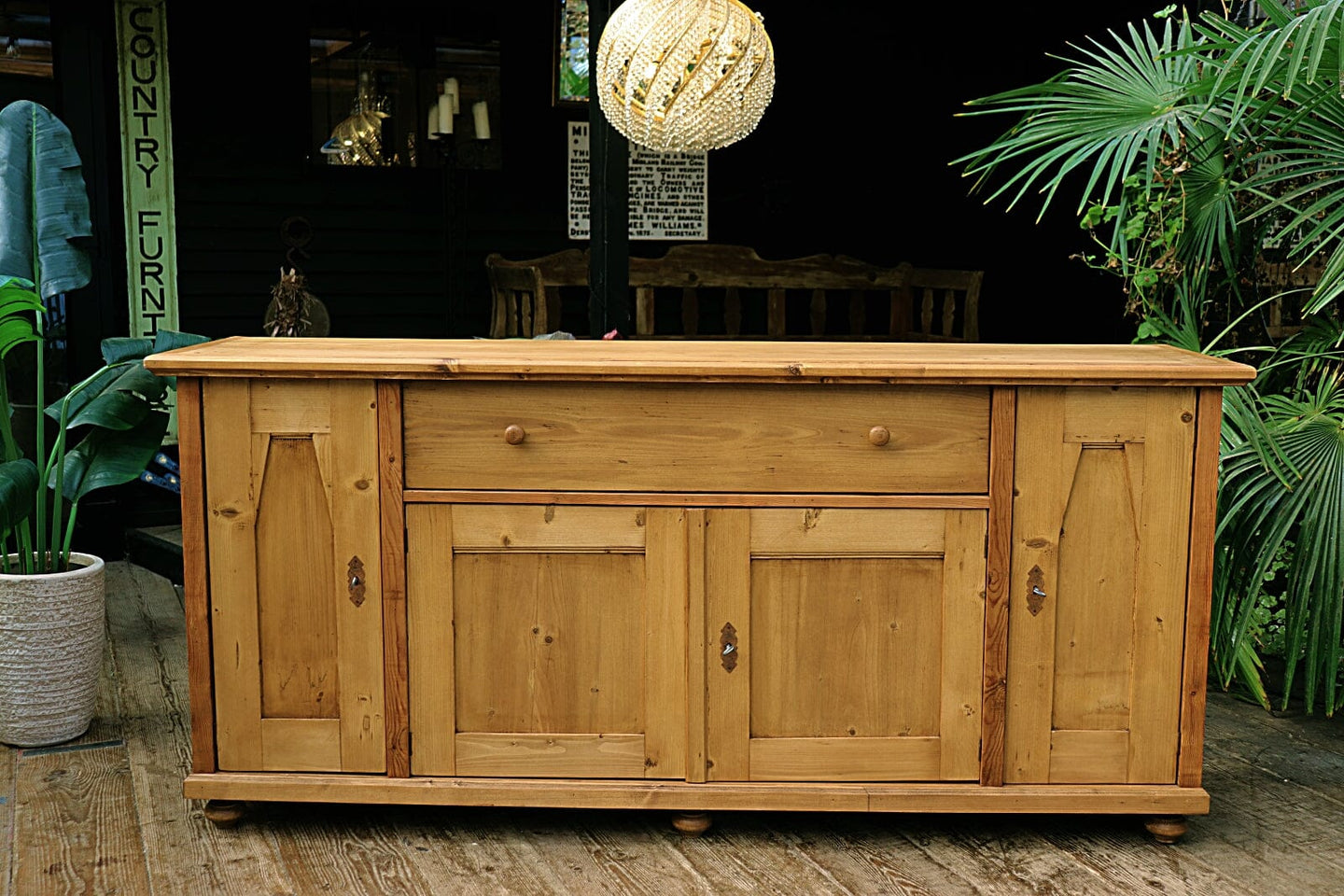 🤩 BIG OLD 2m STRIPPED PINE DRESSER BASE/ SIDEBOARD/ CUPBOARD/ TV STAND 🤩 - oldpineshop.co.uk