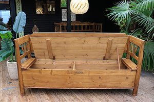 😍 WOW! FABULOUS OLD ANTIQUE WAXED PINE 'HUNGARIAN' STORAGE BENCH 😍 - oldpineshop.co.uk