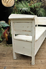 😍 SUPERB & QUALITY OLD ANTIQUE PINE / WHITE PAINTED 'HUNGARIAN' STORAGE BENCH 😍 - oldpineshop.co.uk