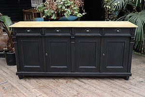 BIG! OLD STYLE 2M PINE/ BLACK PAINTED SIDEBOARD/ BASE  😍 - oldpineshop.co.uk