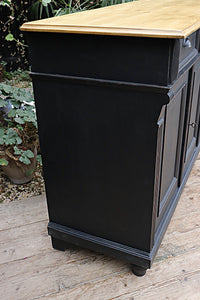 BIG! OLD STYLE 2M PINE/ BLACK PAINTED SIDEBOARD/ BASE  😍 - oldpineshop.co.uk