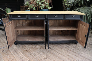 BIG! OLD STYLE 2M PINE/ BLACK PAINTED SIDEBOARD/ BASE  😍 - oldpineshop.co.uk