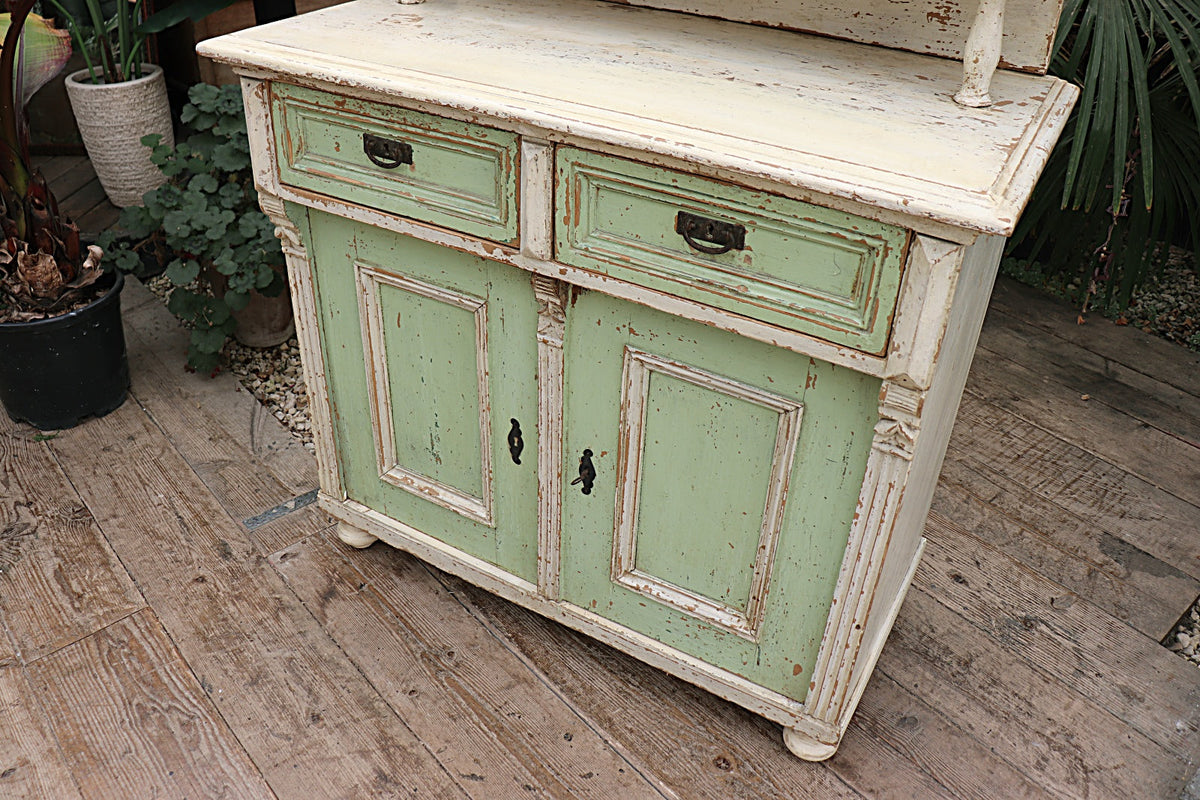 ❤️  WONDERFUL CREAM/SAGE GREEN OLD PAINTED PINE VICTORIAN GLAZED DRESSER  ❤️ - oldpineshop.co.uk